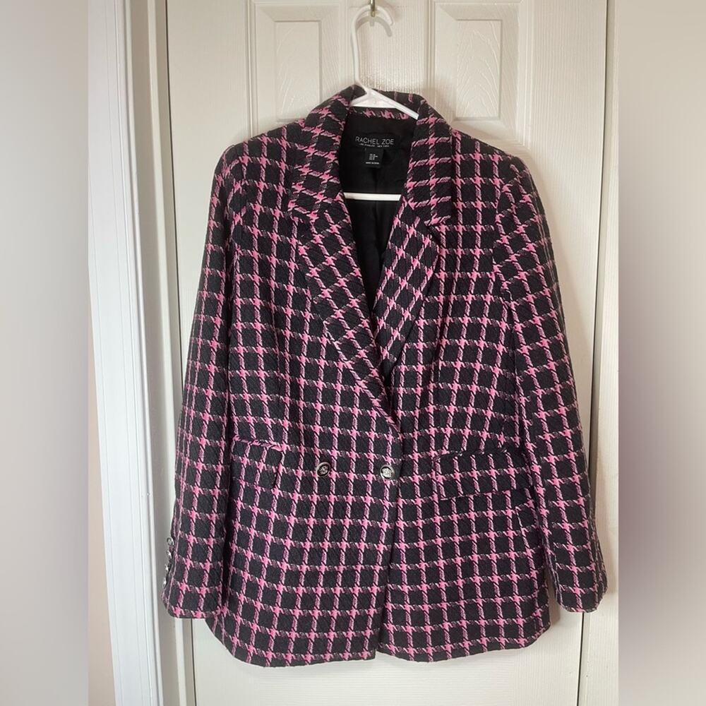 Pink Black Houndstooth Pink Black Preppy Wool Blend Blazer Clueless size M